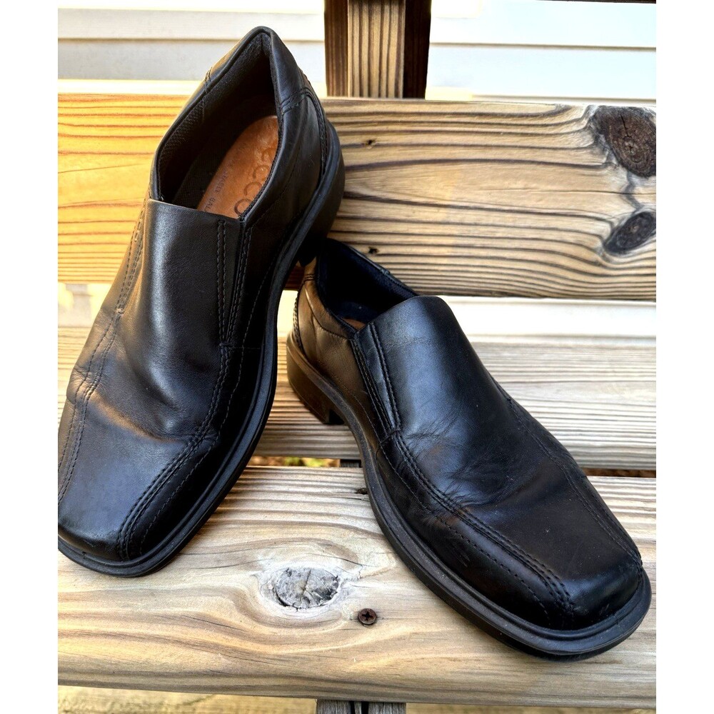 ECCO Soft Classic Loafer Shoes Men's Black Leather Slip On Comfort EU 43 US 9.5
